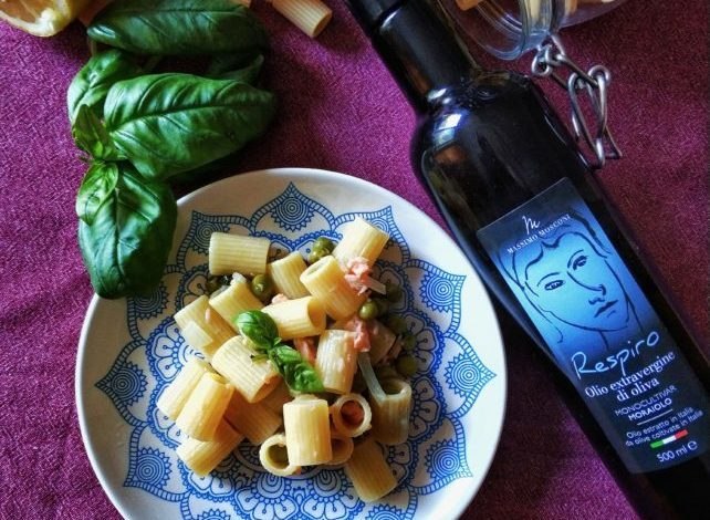 Rigatoni, Salmone e Piselli